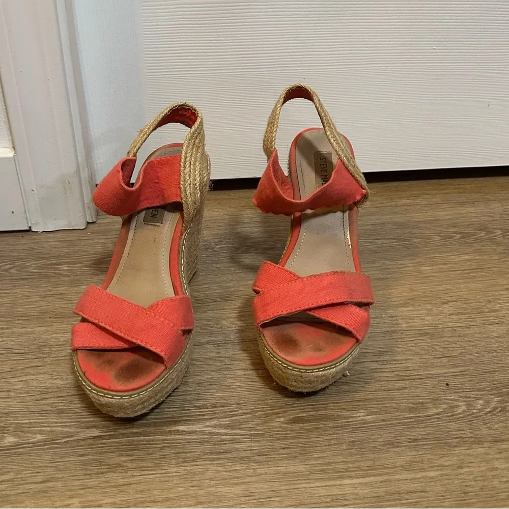 Steve Madden Coral Crossover Strap Woven Wedge Womens 8.5